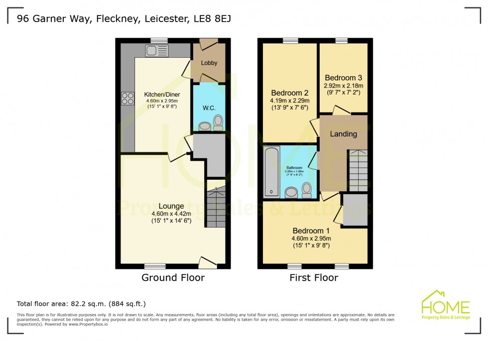 Floorplan for Garner Way, Fleckney, Leicester, Leicestershire