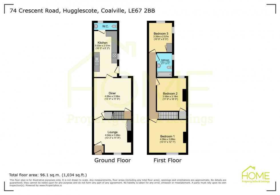 Floorplan for Crescent Road, Hugglescote, Coalville, Leicestershire