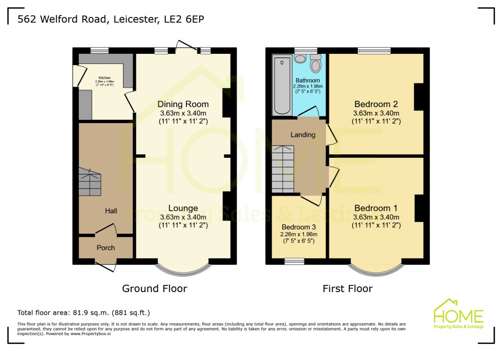 Floorplan for Welford Road, Leicester, Leicestershire