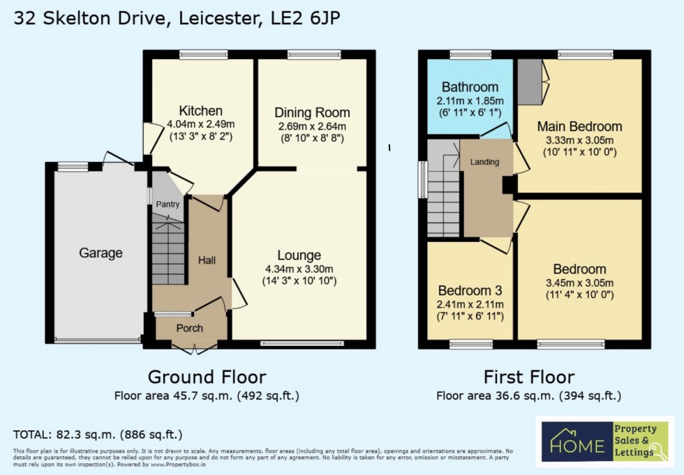 Floorplan for 32 Skelton Drive, Knighton Fields, Leicester, LE2 6JP