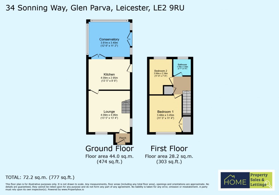 Floorplan for Sonning Way, Glen Parva, Leicester, Leicestershire