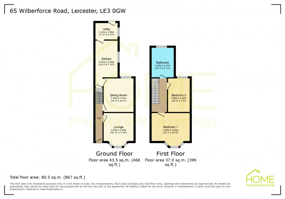 Floorplan for Wilberforce Road, Leicester, Leicestershire