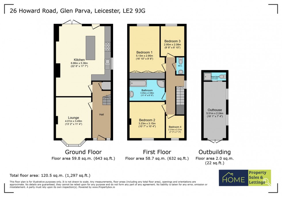 Floorplan for Howard Road, Glen Parva, Leicester, Leicestershire