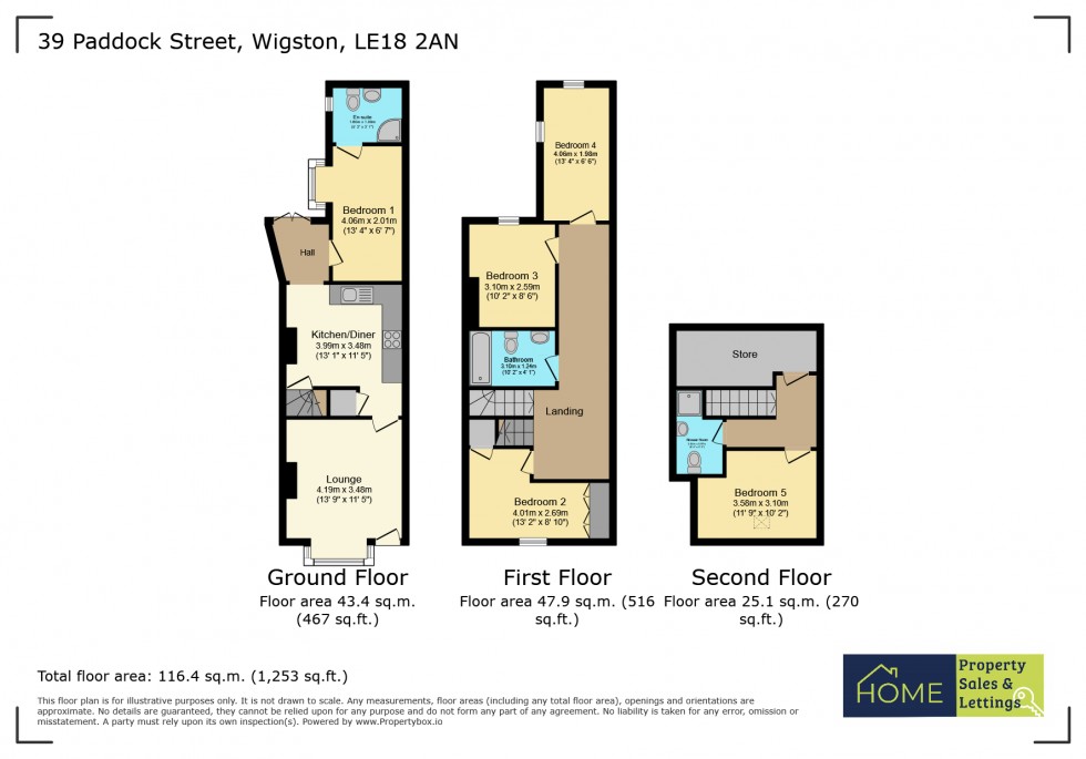 Floorplan for Paddock Street, Wigston, Leicestershire