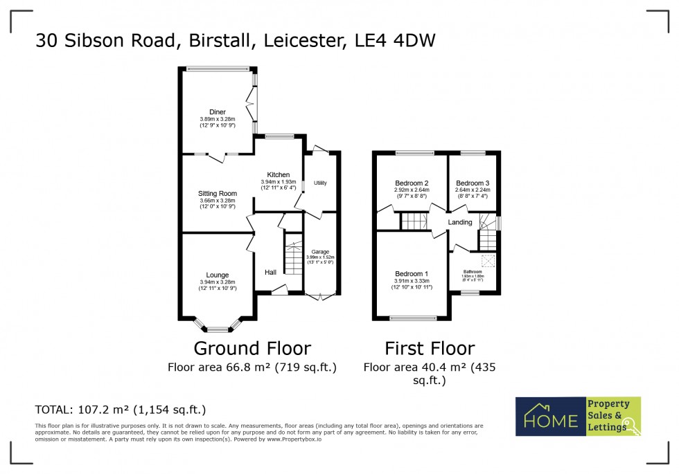 Floorplan for Sibson Road, Birstall, Leicester, Leicestershire