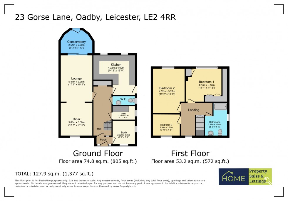 Floorplan for Gorse Lane, Oadby, Leicester, Leicestershire