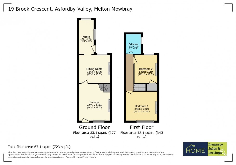 Floorplan for 19 Brook Crescent, Asfordby Valley, Melton Mowbray, Leicestershire LE14 3RS
