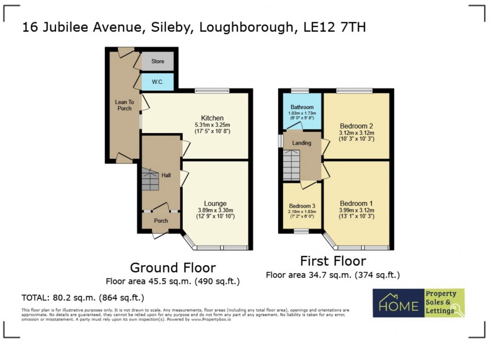 Floorplan for Jubilee Avenue, Sileby, Loughborough, Leicestershire