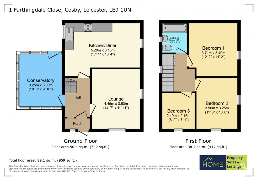 Floorplan for Farthingdale Close, Cosby, Leicester, Leicestershire