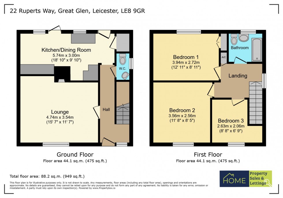 Floorplan for Ruperts Way, Great Glen, Leicester, Leicestershire