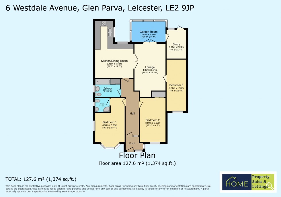 Floorplan for Rental Of Westdale Avenue, Glen Parva, Leicester, Leicestershire