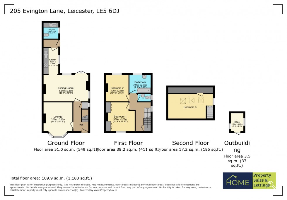 Floorplan for Evington Lane, Leicester, Leicestershire
