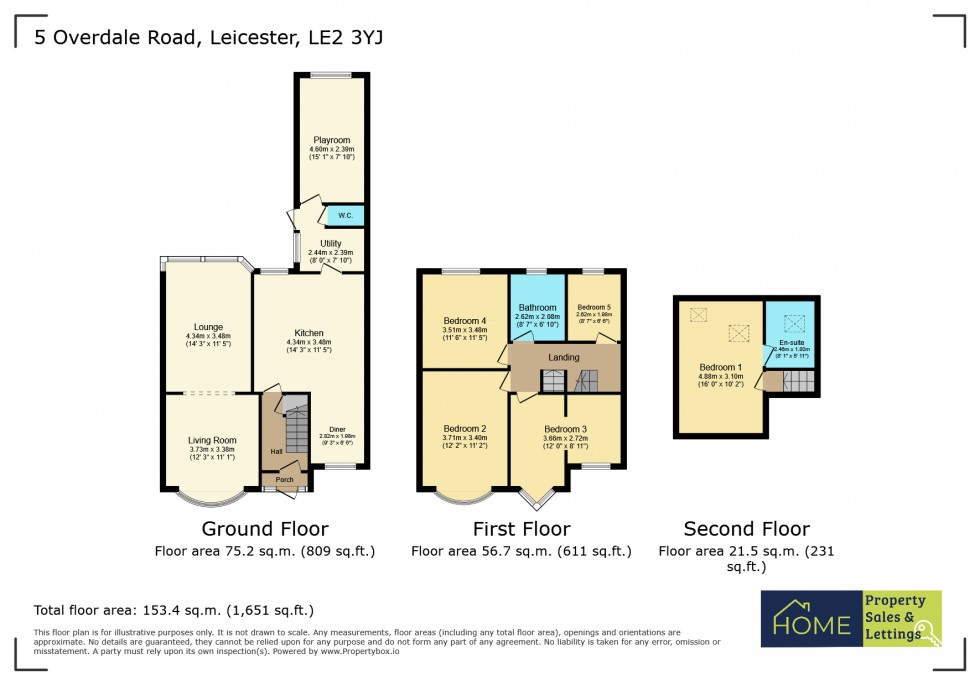 Floorplan for Overdale Road, Leicester, Leicestershire