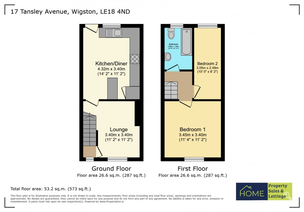Floorplan for Tansley Avenue, Wigston, Leicestershire