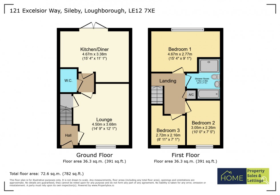 Floorplan for Excelsior Way, Sileby, Loughborough, Leicestershire