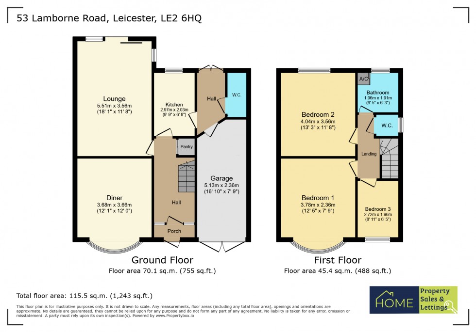 Floorplan for Lamborne Road, Leicester, Leicestershire
