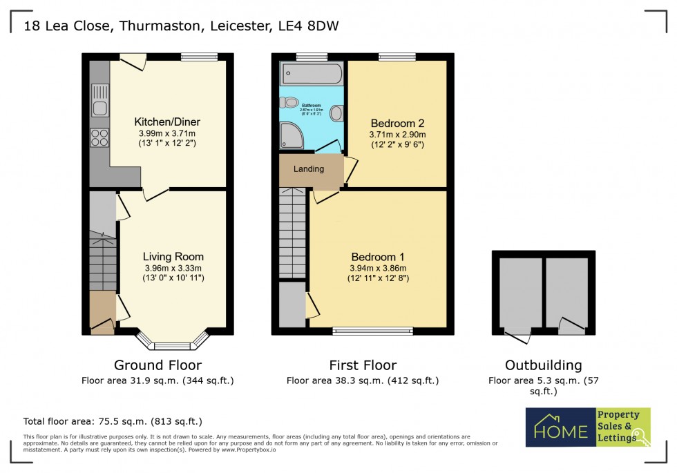 Floorplan for 18 Lea Close, Thurmaston, Leicester, LE4 8DW