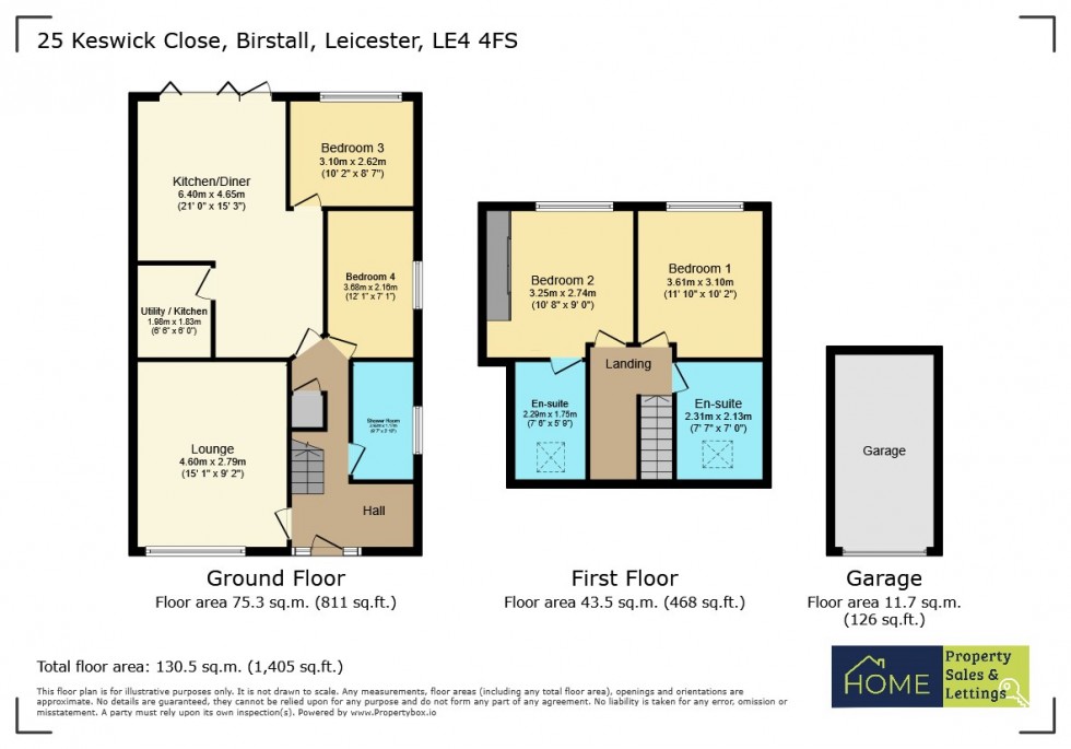 Floorplan for Keswick Close, Birstall, Leicester, Leicestershire
