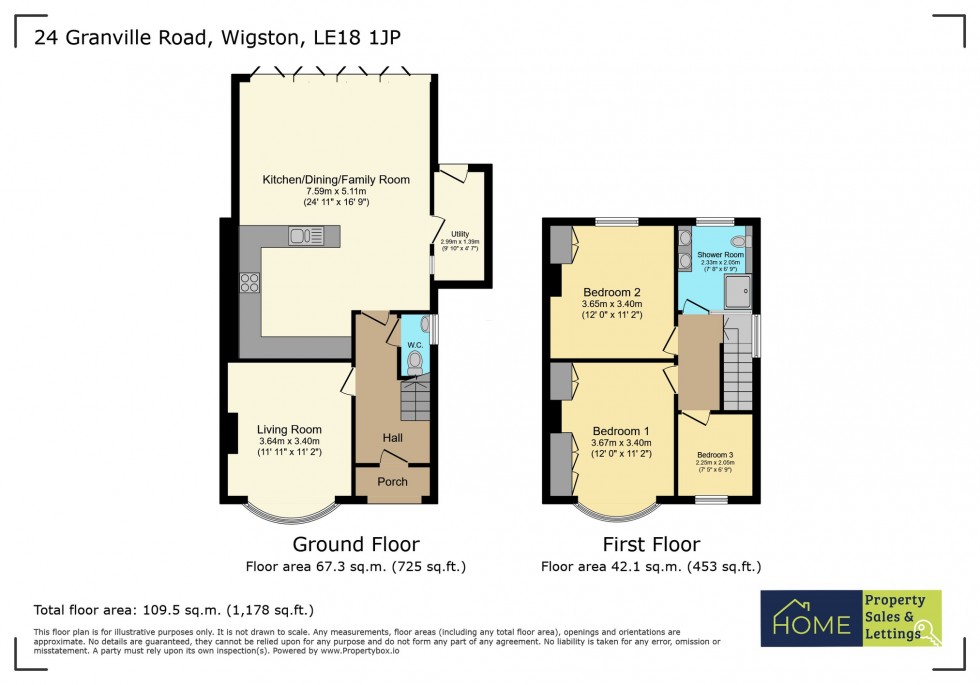 Floorplan for Granville Road, Wigston, Leicestershire