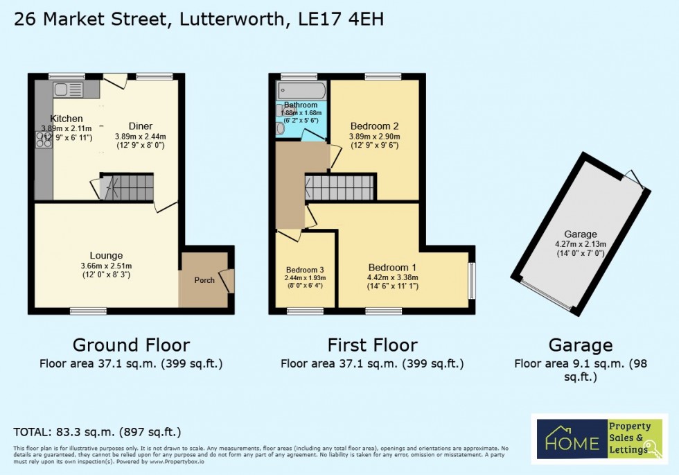 Floorplan for Market Street, Lutterworth, Leicestershire