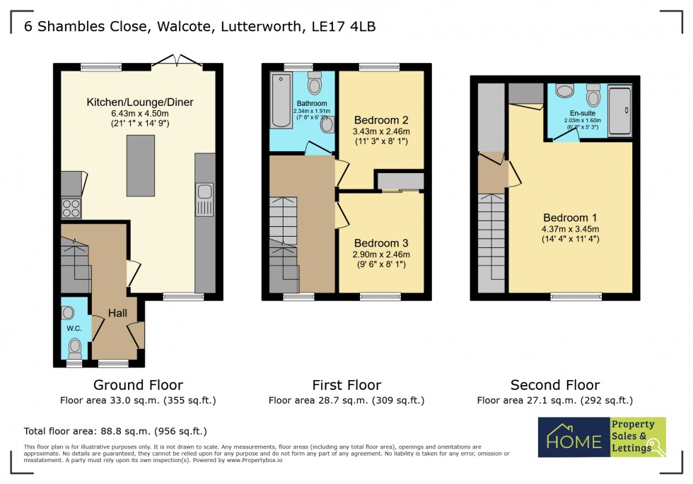Floorplan for Shambles Close, Walcote, Lutterworth, Leicestershire