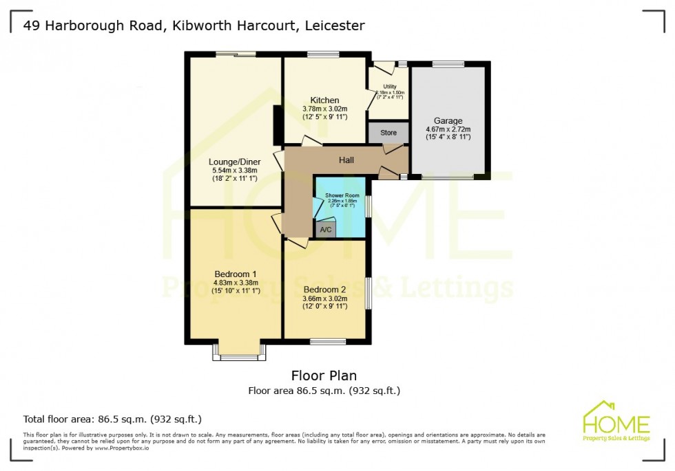 Floorplan for Harborough Road, Kibworth Harcourt, Leicester, Leicestershire