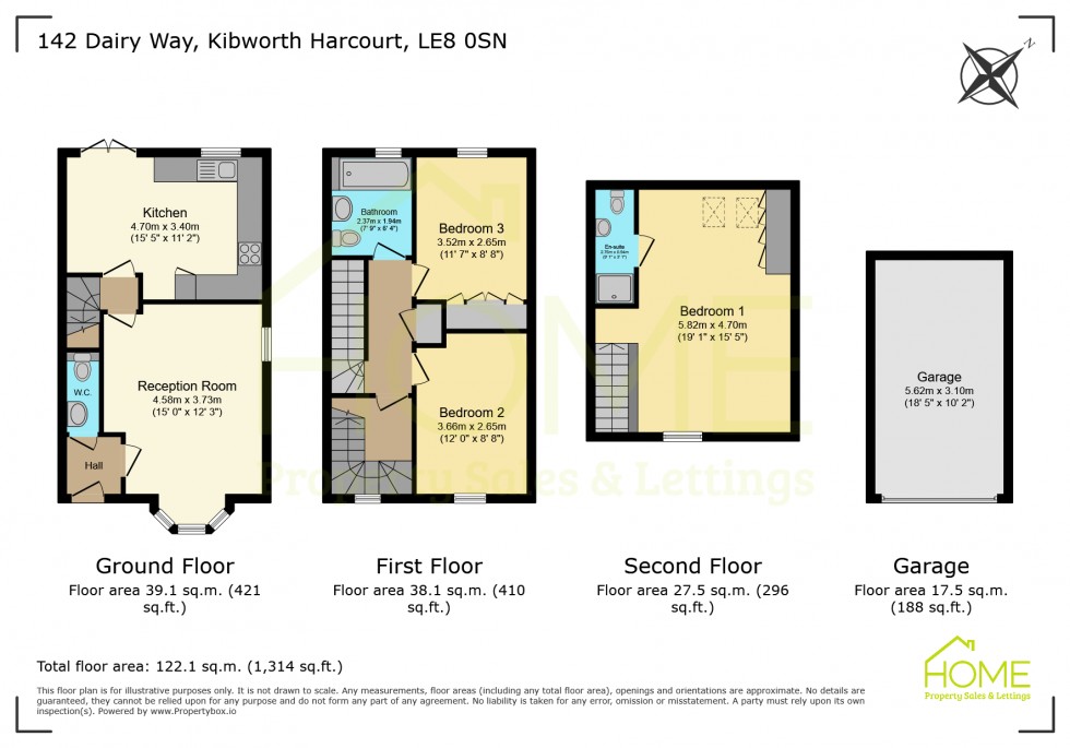 Floorplan for Dairy Way, Kibworth Harcourt, Leicester, Leicestershire