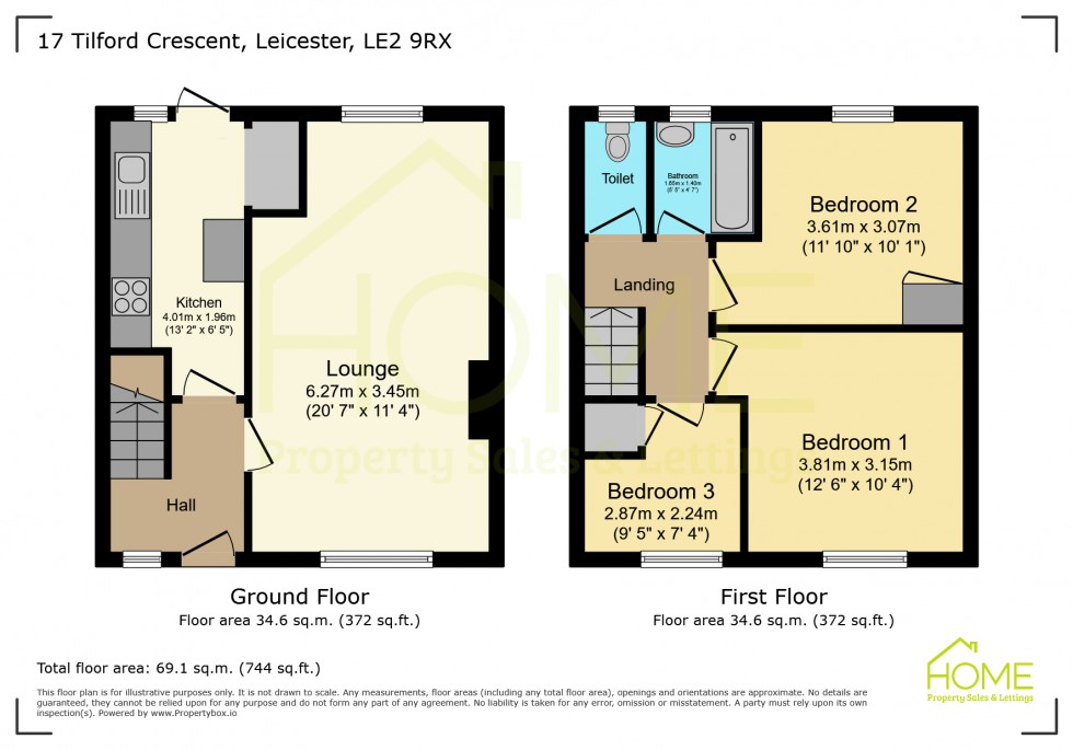 Floorplan for Tilford Crescent, Eyres Monsell, Leicestershire