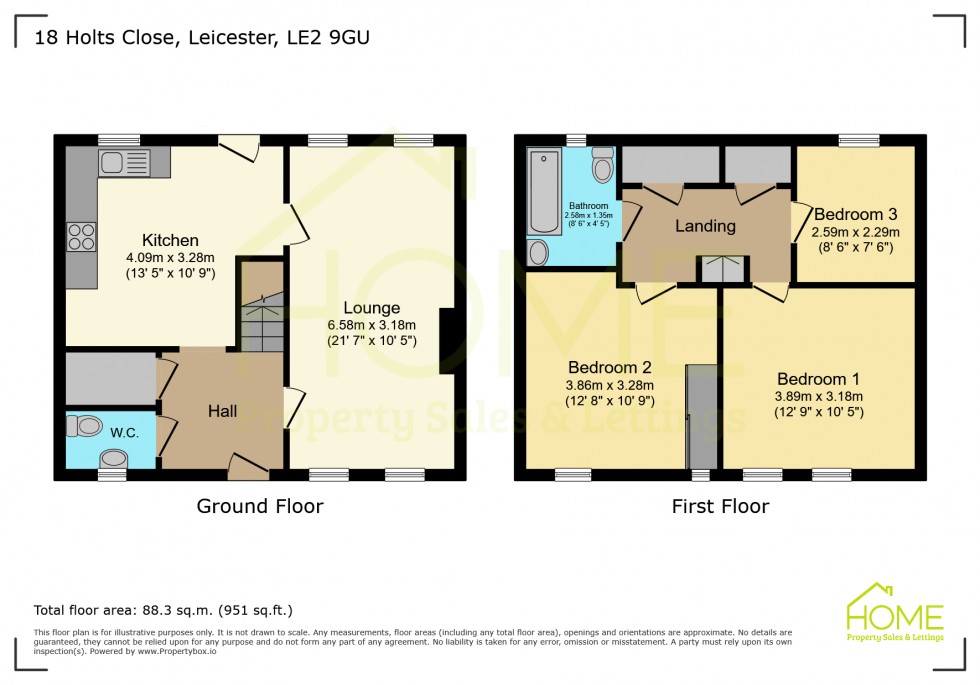 Floorplan for Holts Close, Glen Parva, Leicester