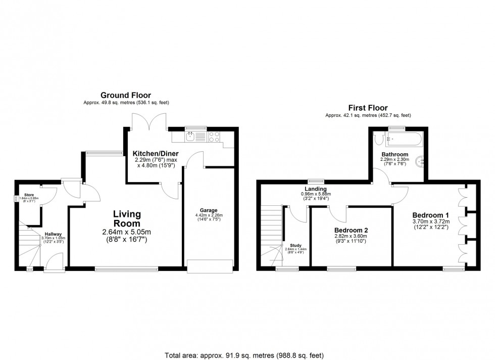 Floorplan for Tudor Cottage, Weir Road, Kibworth Beauchamp, Leicester, Leicestershire